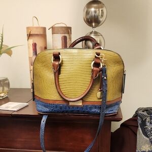 Brahmin Yellow and Blue Satchel